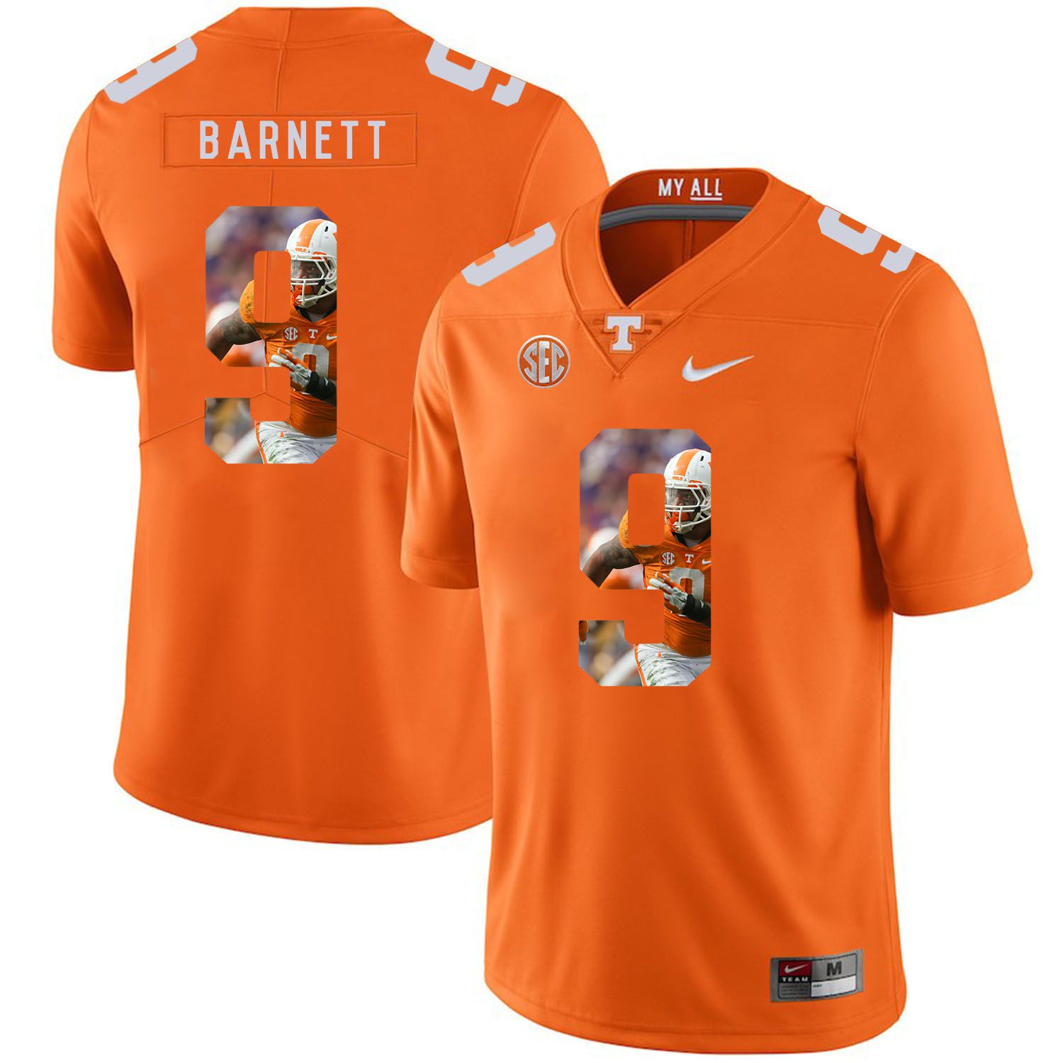 Men Tennessee Volunteers #9 Barnett Orange Fashion Edition Customized NCAA Jerseys